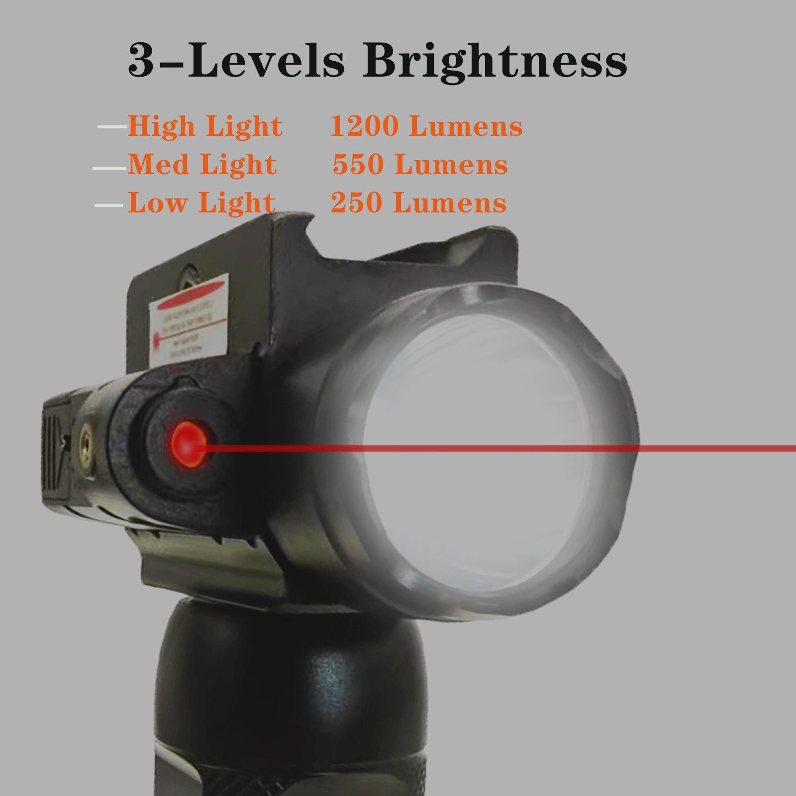 600 Lumens Flashlight with Red Laser Sight
