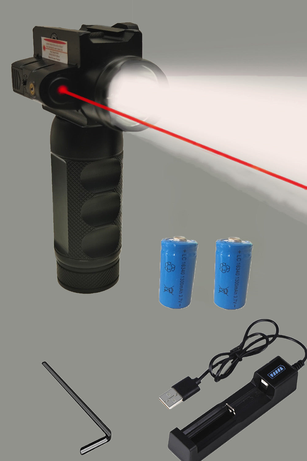 600 Lumens Flashlight with Red Laser Sight